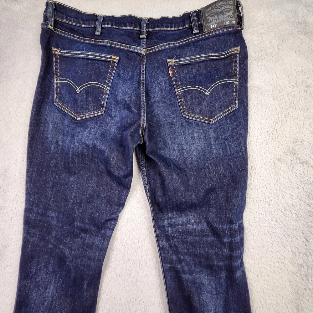 Levi 511 Slim Fit Jeans Mens 40x30 Dark Wash Stretch Denim Distressed Streetwear